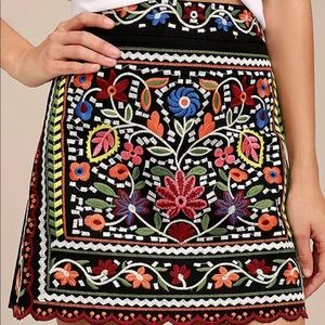 Lulu’s Don't Stop the Party Black Embroidered Mini Skirt